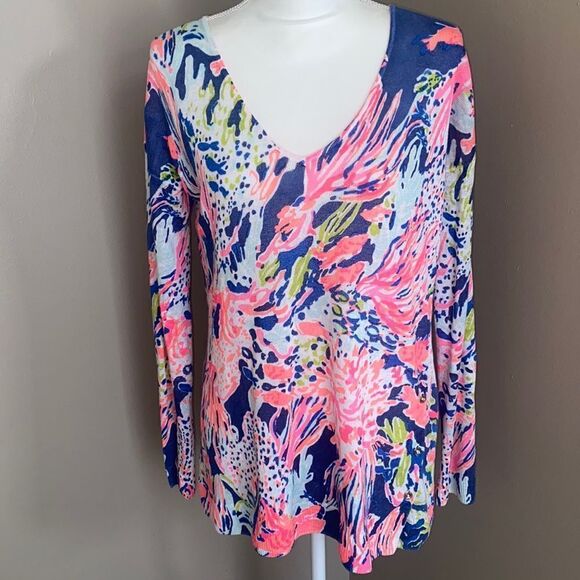 Lilly Pulitzer Liesel “Sunken Treasure” Linen Sweater! - Picture 4 of 11